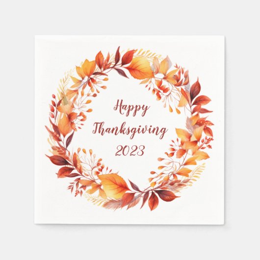 Waterverf krans van kleurrijke herfstbladeren servet (Voorkant)