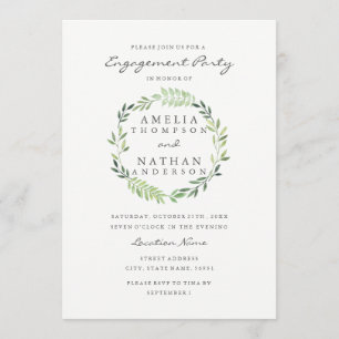 Waterverf krans verloving feestuitnodiging kaart