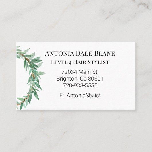 Waterverf krans Visitekaartje (Voorkant)