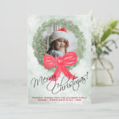 Waterverf krans Vrolijk Kerstmis Foto Lijst Feestdagenkaart (Staand voorkant)