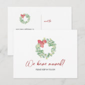 Waterverf krans We hebben verplaatst kerst Briefka Briefkaart (Voorkant / Achterkant)