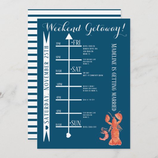 Waterverf Kreeft Bachelorette Weekenduitstap Kaart (Voorkant / Achterkant)