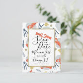 Waterverf Kreeft Bloemensave the Date Briefkaart (Staand voorkant)