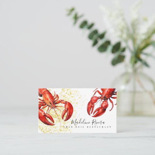 Waterverf kreeft restaurant Food Truck Visitekaartje (Staand voorkant)