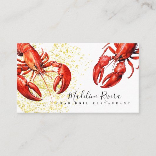 Waterverf kreeft restaurant Food Truck Visitekaartje (Voorkant)