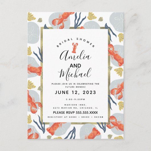 Waterverf Kreeft Schaaldier Bruidsdiner  Briefkaart (Voorkant)