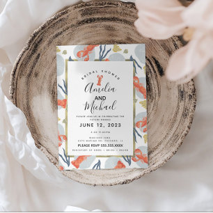 Waterverf Kreeft Schaaldier Bruiloft  Briefkaart