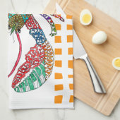Waterverf Kreeft Schaaldier Keukenhanddoek (Quarter Fold)