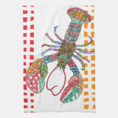Waterverf Kreeft Schaaldier Keukenhanddoek (Verticaal)