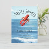 Waterverf kreeft strand blauw feest Baby shower Kaart (Staand voorkant)