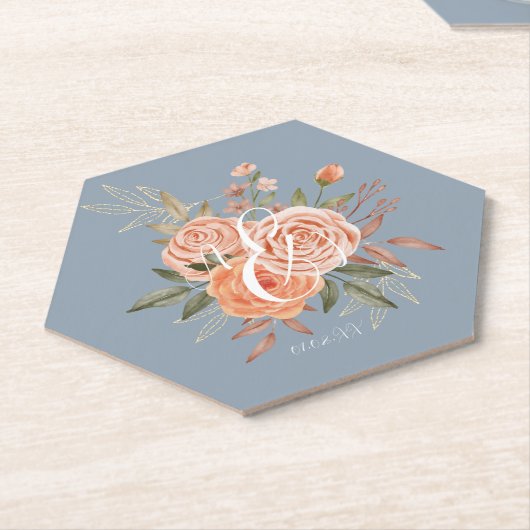 Waterverf Kreukperzikkleurige Rozen Roze Kartonnen Onderzetters (Schuin)