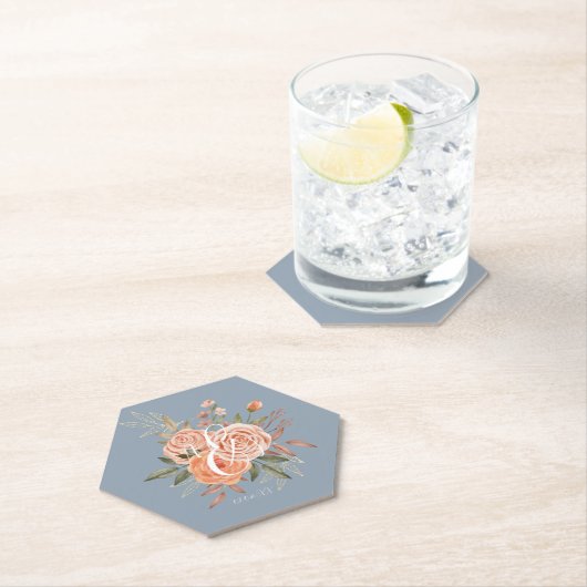 Waterverf Kreukperzikkleurige Rozen Roze Kartonnen Onderzetters (Insitu)