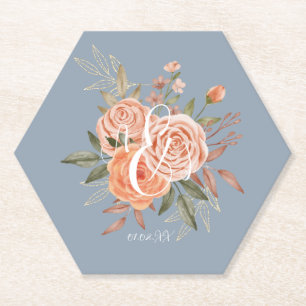 Waterverf Kreukperzikkleurige Rozen Roze Kartonnen Onderzetters