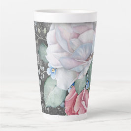 Waterverf Krijtbord Rozen Latte Mok