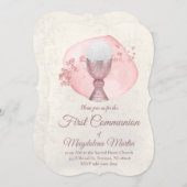 waterverf kring Eerste Communie meisje Kaart (Voorkant / Achterkant)