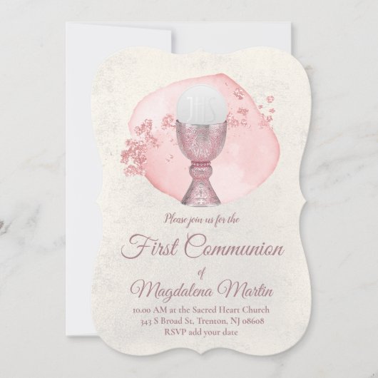 waterverf kring Eerste Communie meisje Kaart (Voorkant)