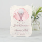 waterverf kring Eerste Communie meisje Kaart (Staand voorkant)