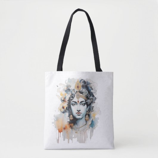 Waterverf Krishna Schilderen Canvas tas (Voorkant)