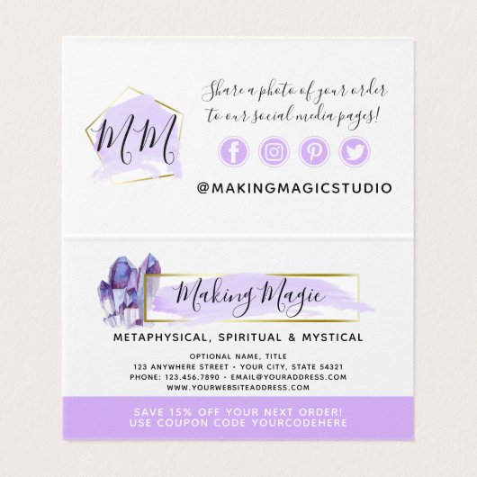 Waterverf kristallen & Gold Boho - Hartelijk dank Kaart (Binnenkant ongevouwen)