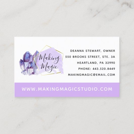 Waterverf kristallen & Gold Geometric Minimalist Visitekaartje (Achterkant)