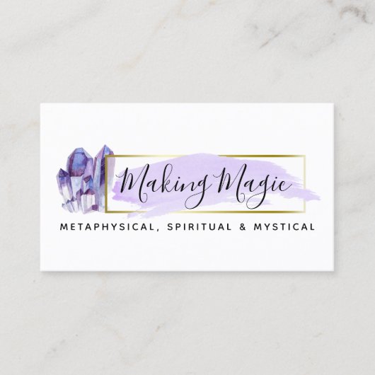 Waterverf kristallen & Gold Geometric Minimalist Visitekaartje (Voorkant)