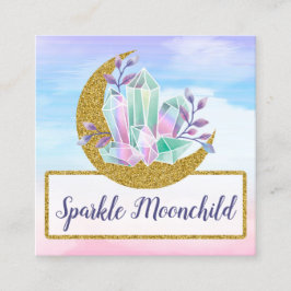 Waterverf kristallen & Gold Moon Social Networking Vierkante Visitekaartje