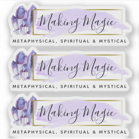 Waterverf Kristallen & Gouden Geometrische 3-delig Sticker (Voorkant)