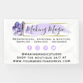 Waterverf Kristallen & Gouden Geometrische Boho Lo Spandoek (Horizontaal)