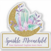 Waterverf kristallen & gouden halve maan Logo naam Sticker (Voorkant)