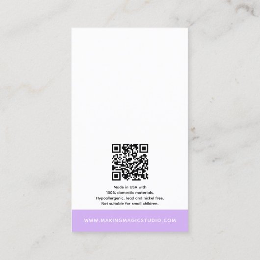 Waterverf kristallen & gouden oorbel sieraden disp visitekaartje (Achterkant)