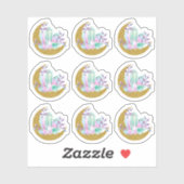 Waterverf kristallen & gouden sprankelende maansik sticker (Vel)