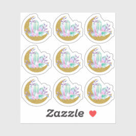 Waterverf kristallen & gouden sprankelende maansik sticker