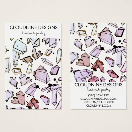 Waterverf kristallen met juwelen-kaart visitekaartje (Voorkant /achterkant)