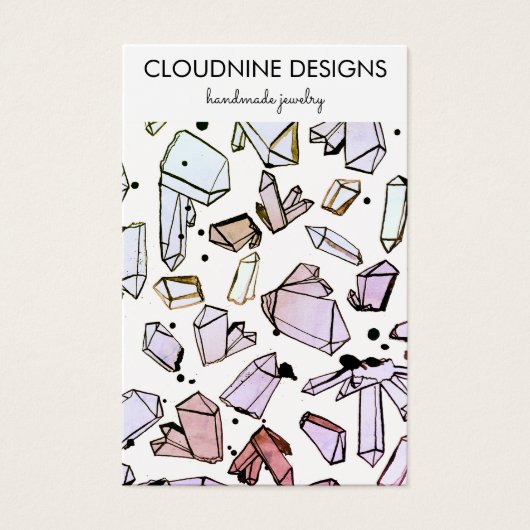 Waterverf kristallen met juwelen-kaart visitekaartje (Voorkant)