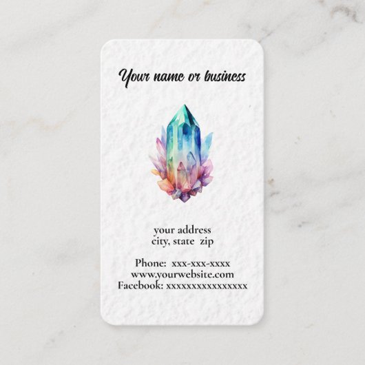 Waterverf kristallen visitekaartje (Voorkant)