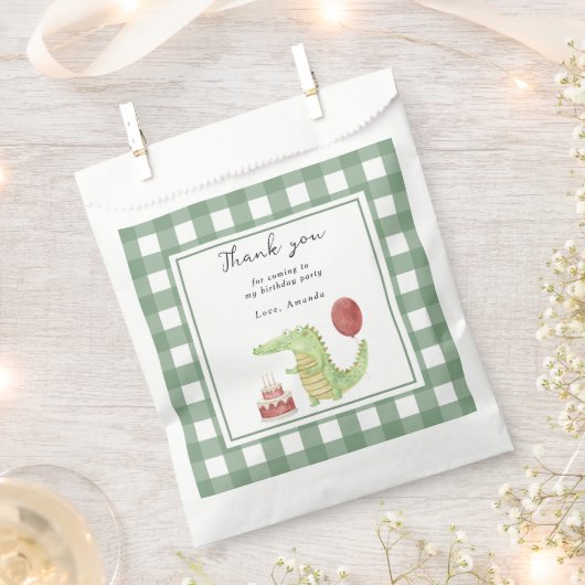 Waterverf krokodil 1e verjaardag bedankzakje (Geknipt)