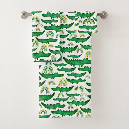 Waterverf Krokodilalligator RegenboogKinderen Bad Handdoek (Insitu)