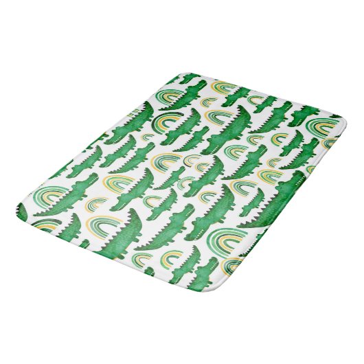 Waterverf Krokodilalligator RegenboogKinderen Badmat (Gekanteld)