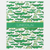 Waterverf Krokodile Alligator Rainbow Personaliser Fleece Deken (Voorkant)