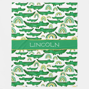 Waterverf Krokodile Alligator Rainbow Personaliser Fleece Deken