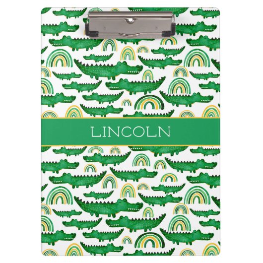 Waterverf Krokodile Alligator Rainbow Personaliser Klembord (Voorkant)