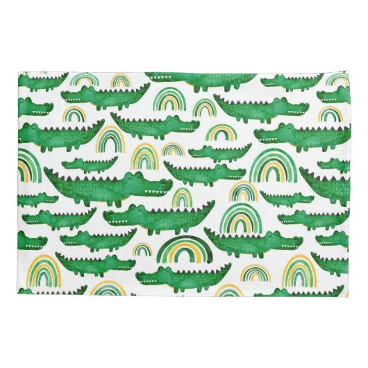 Waterverf Krokodile Alligator Rainbow Personaliser Kussensloop (Achterkant)