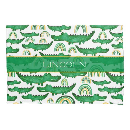 Waterverf Krokodile Alligator Rainbow Personaliser Kussensloop (Voorkant)