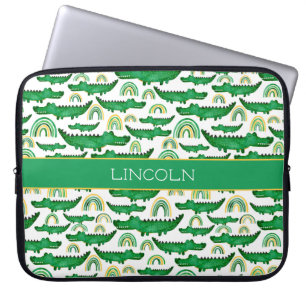 Waterverf Krokodile Alligator Rainbow Personaliser Laptop Sleeve