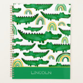 Waterverf Krokodile Alligator Rainbow Personaliser Planner (Voorkant)