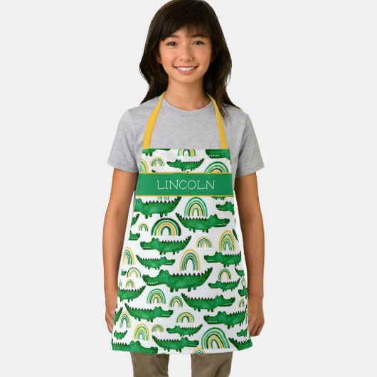 Waterverf Krokodile Alligator Rainbow Personaliser Schort (Insitu)