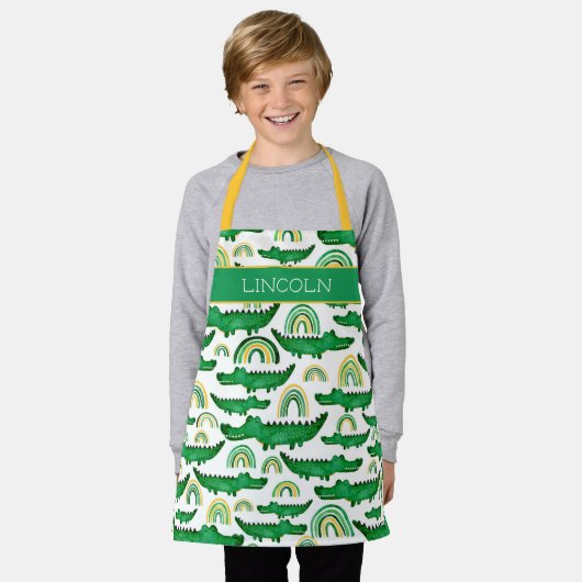 Waterverf Krokodile Alligator Rainbow Personaliser Schort (Gedragen)