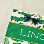 Waterverf Krokodile Alligator Rainbow Personaliser Strandlaken (In situ)