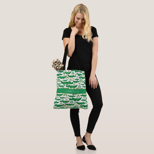Waterverf Krokodile Alligator Rainbow Personaliser Tote Bag (Op model)