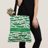 Waterverf Krokodile Alligator Rainbow Personaliser Tote Bag (Dichtbij)